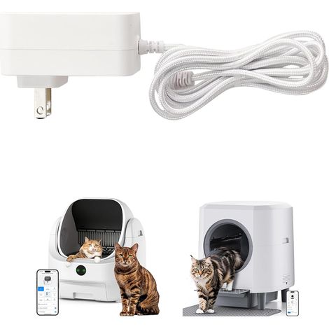 Adaptateur de bac à litière automatique, 12 V 1,5 A AC vers DC 55/25, compatible avec ICB019/ICB020 Bac à litière autonettoyant, cordon d'alimentation, câble de chargeur (1/2)