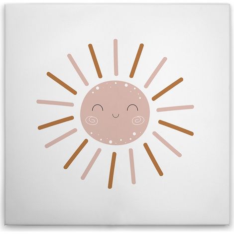 Leinwandbild Kinderzimmer Sonne Rosa M1-No.51606 - Kunstdruck auf Leinwand in Weiß Braun - Wandbild 30 x 30 cm (1/5)
