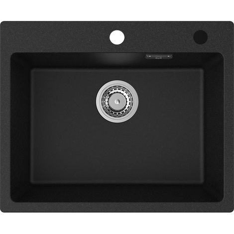 CECIPA MAX Fregaderos de una Cubeta 55 x 45 cm Fregadero Cuarzo de Cocina Antracita Fregadero Fregadero de Granito Fregadero de 1 Cubeta de Encastre (Sin Dosificador de Jabón)