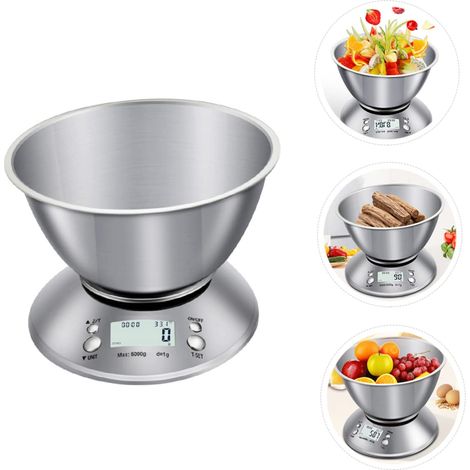 Balance de cuisine électronique avec bol, 5 kg, idéale pour la pâtisserie, la cuisine et le suivi nutritionnel à domicile. (1/5)