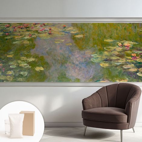 Papier peint intissé mural avec imprimé motifs décoratifs - style contemporain - Colle incluse gratuite Nénuphars 250x104 cm (1/5)