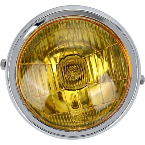 Phare rond moto CG125 GN125 avec verre jaune classique (chromé)