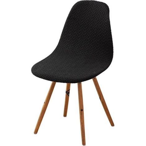 Housses de chaise scandinaves extensibles pour salle à manger, cuisine, noir, lot de 2 (1/5)