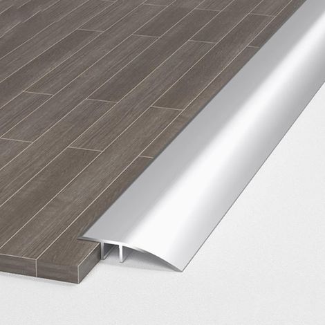Rampe de Seuil Aluminium Seuil de Porte Barre de Seuil Rattrapage Bande de Transition Profilé de Transition,Convient pour Pente de 6-12mm(Argent, 1m×4.3cm) (1/5)