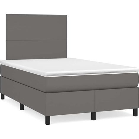 Sommier à lattes de lit matelas LED gris 120x190 cm similicuir (1/5)
