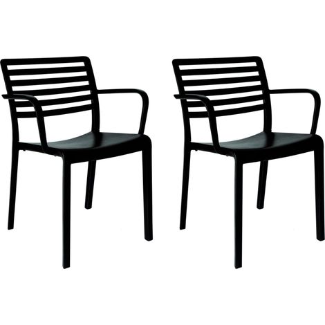 Set 2 sillas con brazos interior, exterior negro LAMA Resol (1/5)