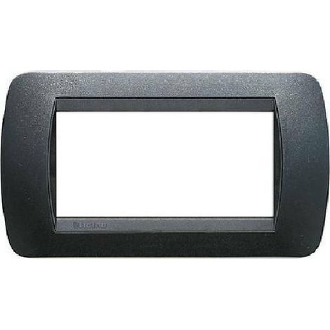 Bticino livinglight placca 4 moduli colore acciaio scuro cornice nera l4804pa