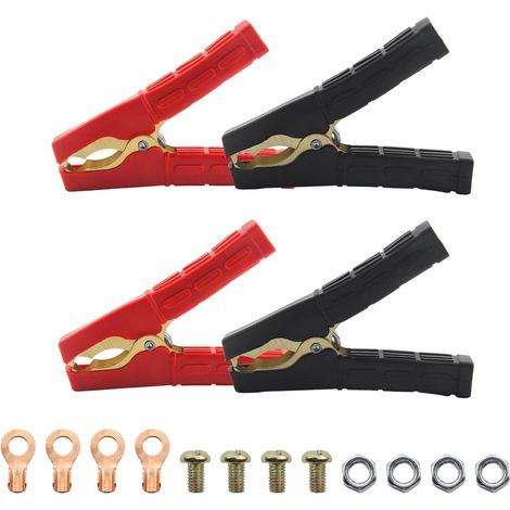 Pièces Pince Batterie Voiture Isolées Pince Batterie Cuivre Pur Câbles de Démarrage pour Auto avec Gaine Isolante pour Voitures Camions Bateaux (Noir Rouge) (1/5)