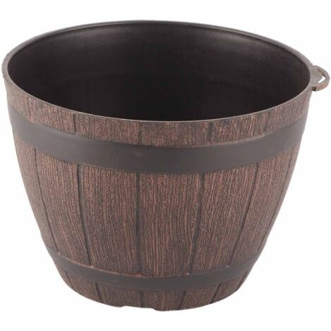 Pot de fleur en résine PP imitation bois – Design rétro 19 x 14,5 x 12 cm – Pour grandes plantes – Texture naturelle durable (1/5)