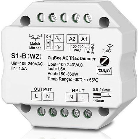 S1-B Tuya Zigbee RF AC Triac Dimmer Controller LED Switch Control 110V 220V 230V Smart Life App pour Alexa Assistant (1/5)
