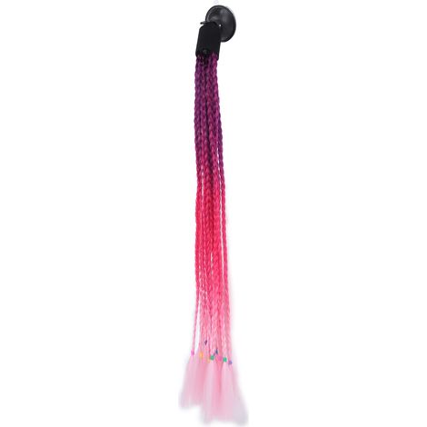 Casque moto tresse queue de cheval perruque à ventouse violet rouge rose (1/5)