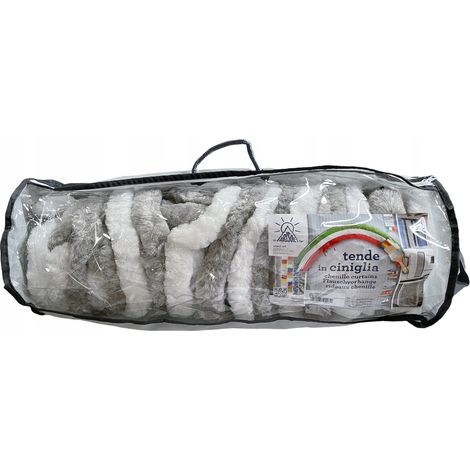 Cortina para puerta de gato con flecos, gris y blanco, 56x205 cm. (1/2)