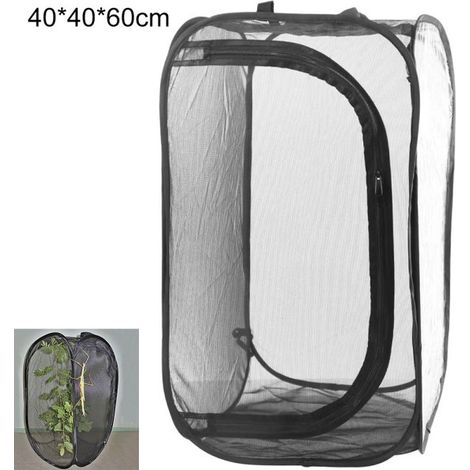 Filiyano-Boîte à insectes pliable en filet noir, serre avec transmission de lumière, chambre d'observation, incubateur d'insectes, cage à papillons (1/5)