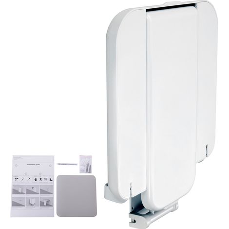 Mophorn Sedile doccia pieghevole in ABS, 15,7'' x 16,7'' aperto, panca doccia pieghevole a parete con capacità di carico di 440 libbre, sedia doccia pieghevole salvaspazio per tutti gli utenti (1/5)