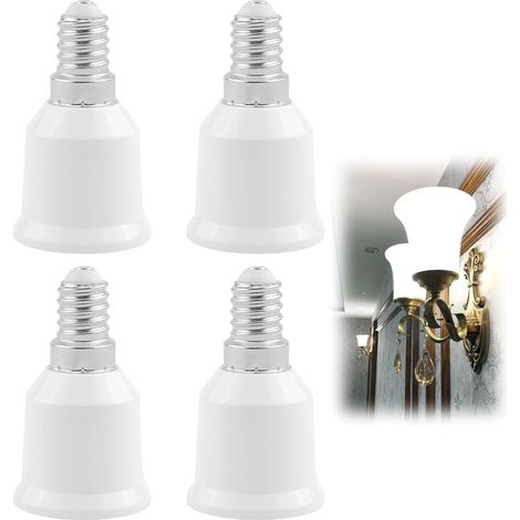 4Pcs E14 vers E27 Adaptateur de Douille Ampoule, Convertisseur Douille E14 vers E27 220V, Adaptateur de Lampe pour Ampoules LED, Ampoules à Incandescence, Lampes CFL, Lampes Halogènes