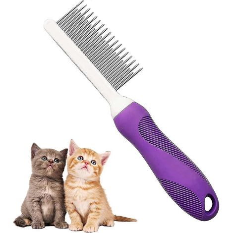 Peigne pour animaux de compagnie, dents longues et courtes, en acier inoxydable, pour chien et chat. Cadeau idéal pour les chiens. (1/5)