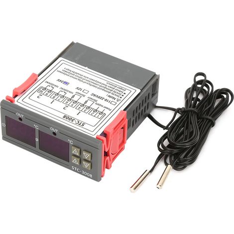 Thermostat numérique à double affichage et double sonde NTC STC-3008 (DC24V) (1/5)