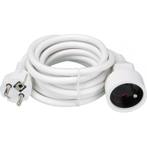 Perel Verlängerungskabel, H05VV-F 3G1.5, 3 m, 16 A/230 V, 3500 W, Typ E/F, für innen, PVC, weiß