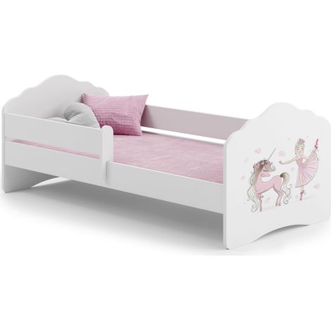 Letto per bambini FALA con ringhiera 140x70 Ragazza con unicorno