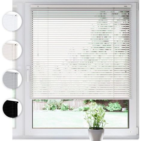 Store en Aluminium SONELLO intérieur 45cm x 100cm Blanc Store vénitien en Aluminium Klemmfix sans perçage: Protection visuelle Anti-éblouissement Contre la lumière et Solaire pour fenêtres et Portes