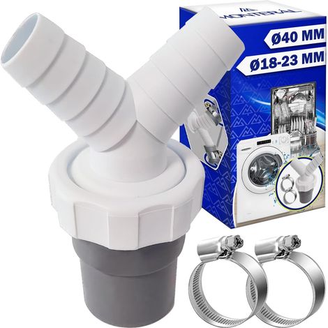 2 Adaptateur Double Évacuation, Sortie Ø40 mm, Entrée Ø18-23 mm, ABS, Pour Lave-linge Et Lave-vaisselle (1/5)