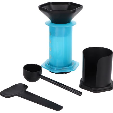 Tragbare Kaffeepresse, Hauskaffeemaschine mit 400 Papierfiltern, blau (1/5)