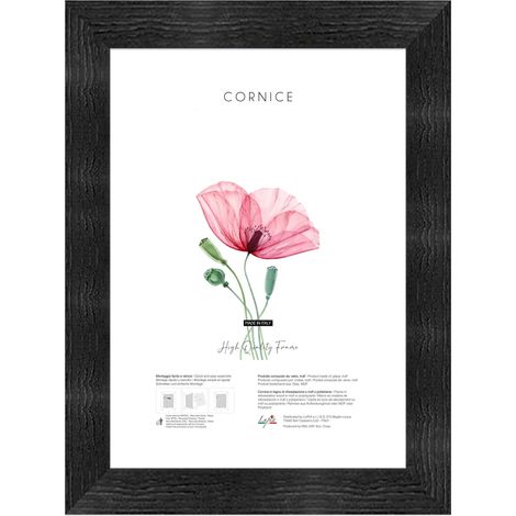 Lupia - Cornice portafoto in legno da parete shabby BOSTON BLACK nera, per stampe, pergamene diplomi, poster, quadri moderni 50x70 cm (1/4)