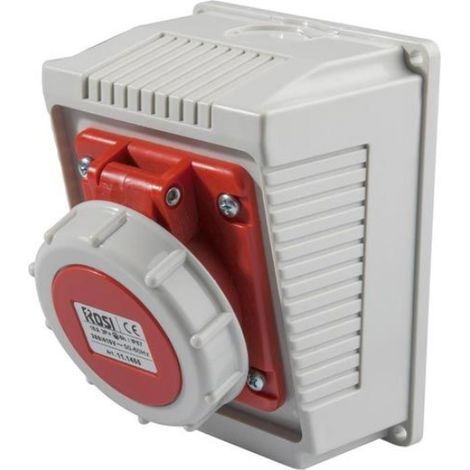 Presa industriale da parete, 380V, 3P+T, 32A, IP67 - Rosi 11.1466 (1/2)