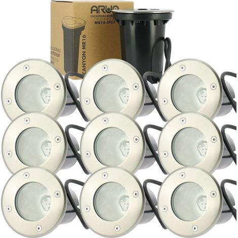 10 Spots Encastrable de sol IP67 12V Basse tension CANYON MR16 GU5.3 (1/4)