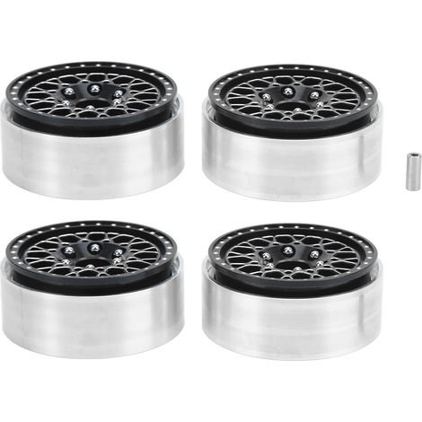 Jantes en alliage d'aluminium pour voiture tout-terrain RC Axial SCX10 90046 1/10, 1,9 pouce, noir et argent. (1/5)