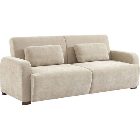 sweeek - 3-Sitzer Schlafsofa mit Stoffbezug, Stoff, Beige