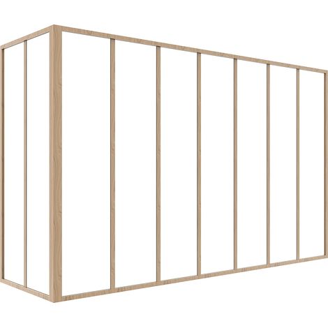 Vetrata angolare L210 x L60 x H130 in Alluminio termolaccato Naturale chiaro  Stile atelier - BAYVIEW