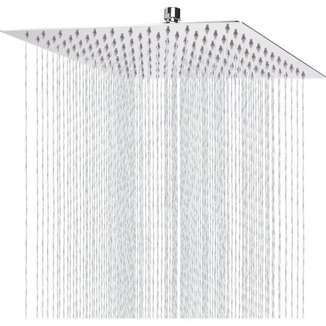 Regenbrause 30cm Quadratisch Edelstahl Hochdruck Duschkopf mit Kugelgelenk Chrom (1/5)