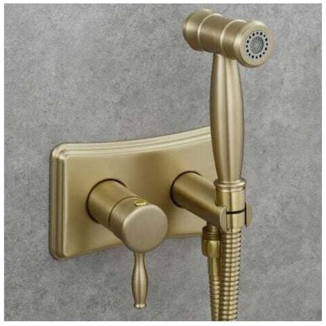 Toilette Bidet Spray, Bidet Pulvérisateur de Douche Kit en Laiton Kit Mitigeur Douchette à Main Mural Kit Douchette WC or (1/4)