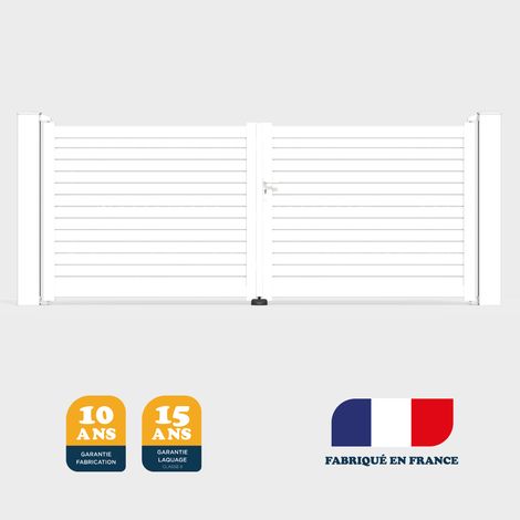 Portail battant prêt à poser AZYR Blanc 9016 L356 cm X 139cm en aluminium BELTY (1/4)