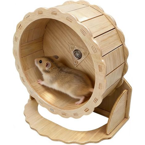 Leises Hamsterrad 15cm aus Holz, Laufrad für Hamster Rennmäuse Zwerghamster Eichhörnchen Chinchillas, Rutschfestes Trainingsspielzeug Sicheres & Langlebiges Kleintierzubehör (1/5)