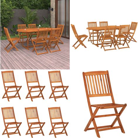 Juego comedor de jardín 7 pzas madera maciza acacia 180x90x75cm - Mesa de jardín - Sillas de jardín