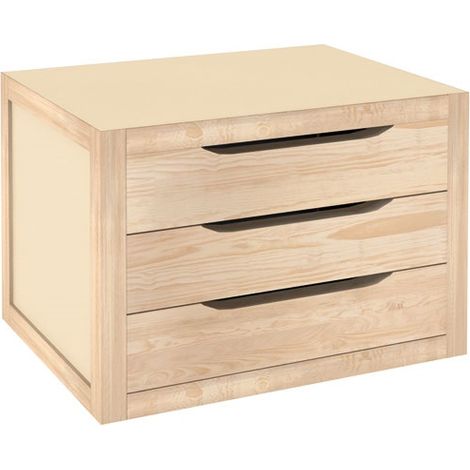 Bloc 3 tiroirs Natura en pin massif – Dimensions 39 x 30 x 29.5 cm – Façades en pin massif – Contre-plaqué 16mm certifié PEFC – Astigarraga