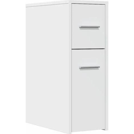 Armario de baño estrecho con ruedas para almacenamiento y decoración 22 x 44 x 61 cm madera de ingeniería blanca 020050646 (1/5)