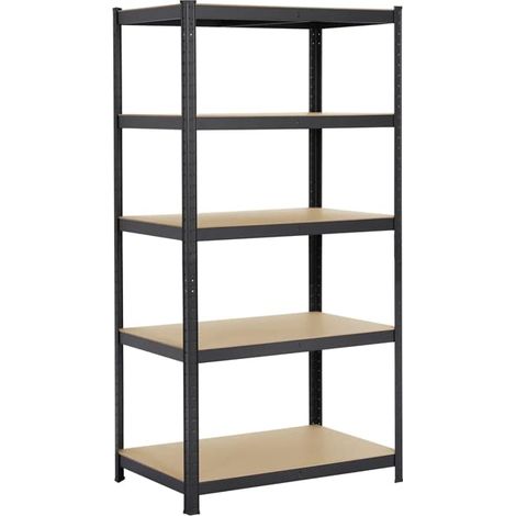 180 x 90 x 60 cm Étagère de Rangement Solide Capacité 875 kg Noir (1/5)