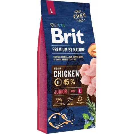 Alimento seco para perros Brit Premium By Nature Junior, tamaño grande, 15 kg (1/3)