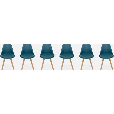 Silla escandinava con patas de madera de haya, set de 6 (1/5)