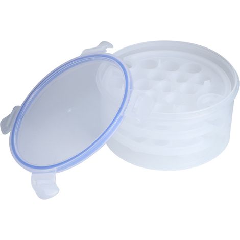Moule à glaçons ronds en silicone flexible, bac à glaçons, boîte à glaçons avec grille (1,1 L, 3 couches, 51 grilles)