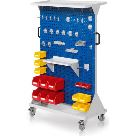 Kappes RasterMobil® mobiler Arbeitsplatzschrank Größe 4 1580x1000x500mm 4x Lochplatte 4x Schlitzplatte 54-teilig mit Auflageboden enzianblau