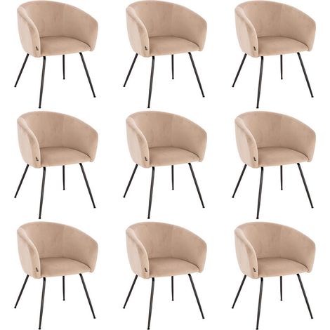 HOME DELUXE - Polsterstuhl ARIA - 9 Stück, Farbe: Samt Beige - weiche Polsterung, bis 120 kg belastbar I Küchenstuhl Speisestühle Esszimmerstühle Stuhl Polsterstuhl Esszimmerstuhl Esszimmerstühle
