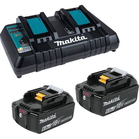 Makita BL1860 18v 2 x LXT 6.0ah Lithium-Ion Batteries + DC18RD Dual Port Charger (1/3)