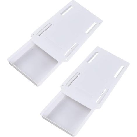 Boîte de rangement dissimulée sous bureau (2 tiroirs) - Organisateur de tiroirs - Boîte de rangement autocollante - Sans perçage - Double tiroir - 22 × 11 × 3 cm - Blanc - Plastique blanc (1/5)