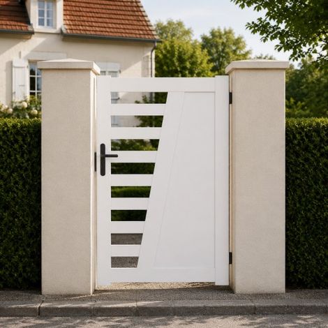 Portillon battant manuel PVC blanc CAMBRAI L 100 x H 160 cm - poignée à gauche