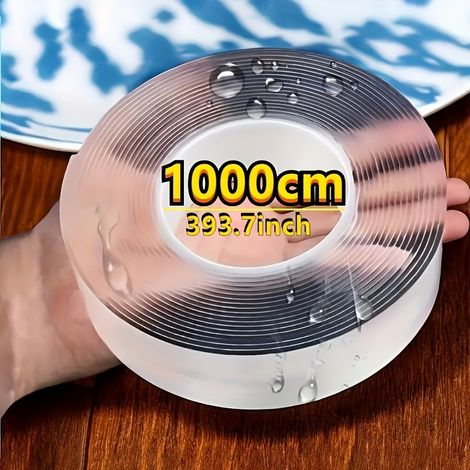 Irovami Ruban nano double face 10m – gel lavable, ultra-résistant, transparent, DIY (1/2)