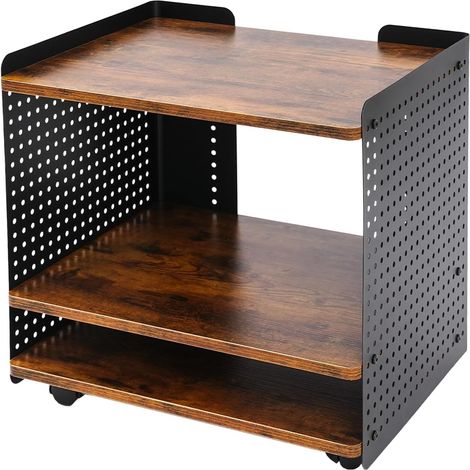 Support d'imprimante sur roulettes à 3 niveaux, support d'imprimante mobile sur roues, chariot d'appoint pour bureau, étagère d'imprimante 50 x 39 x 50 cm, chariot de bureau, table d'imprimante (1/5)
